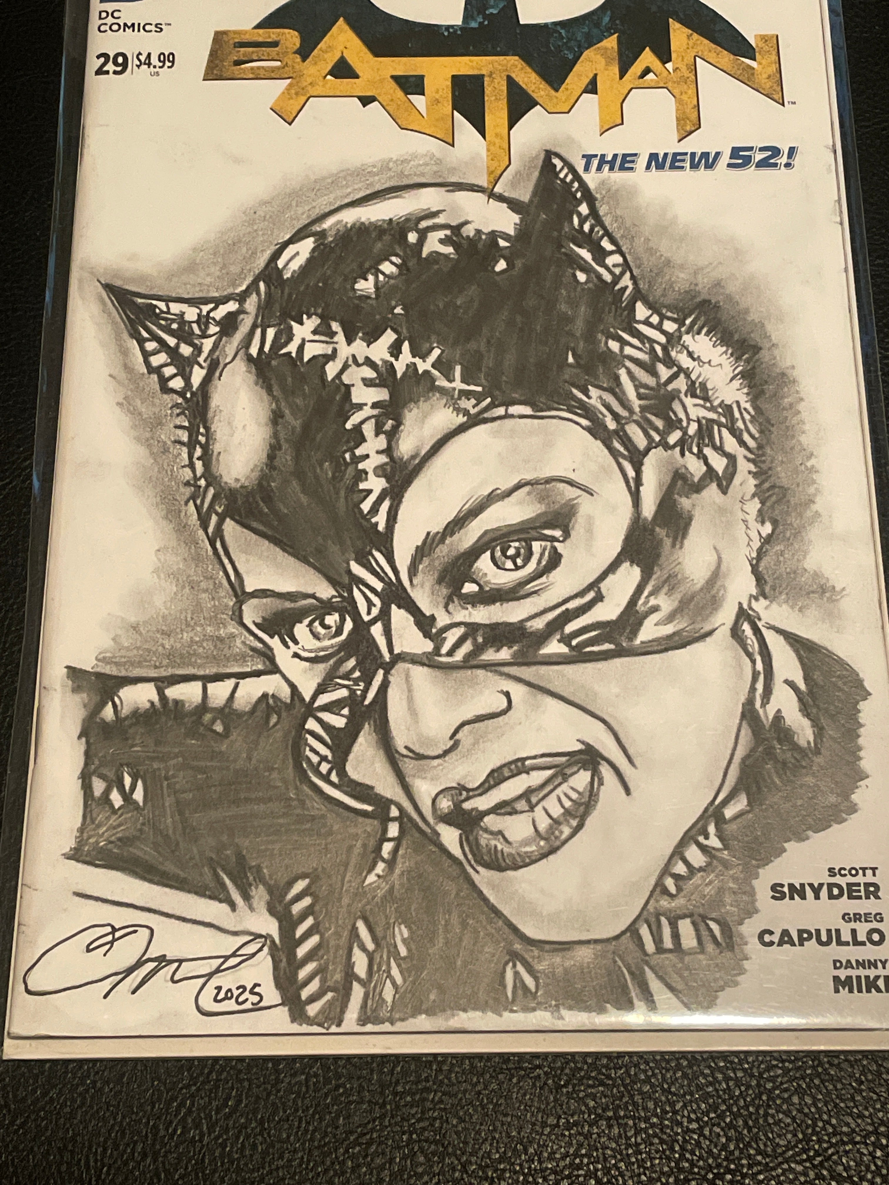 Catwoman/Michelle Pfeiffer Portrait by Adam Marcus, Director of Jason Goes to Hell, Batman Movie One of a Kind Original Art on a Batman: Zero Hour #29 sketch cover!