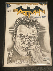 Batman/Michael Keaton/Bruce Wayne Portrait by Adam Marcus, Director of Jason Goes to Hell, Batman Movie One of a Kind Original Art on a Batman: Zero Hour #29 sketch cover!