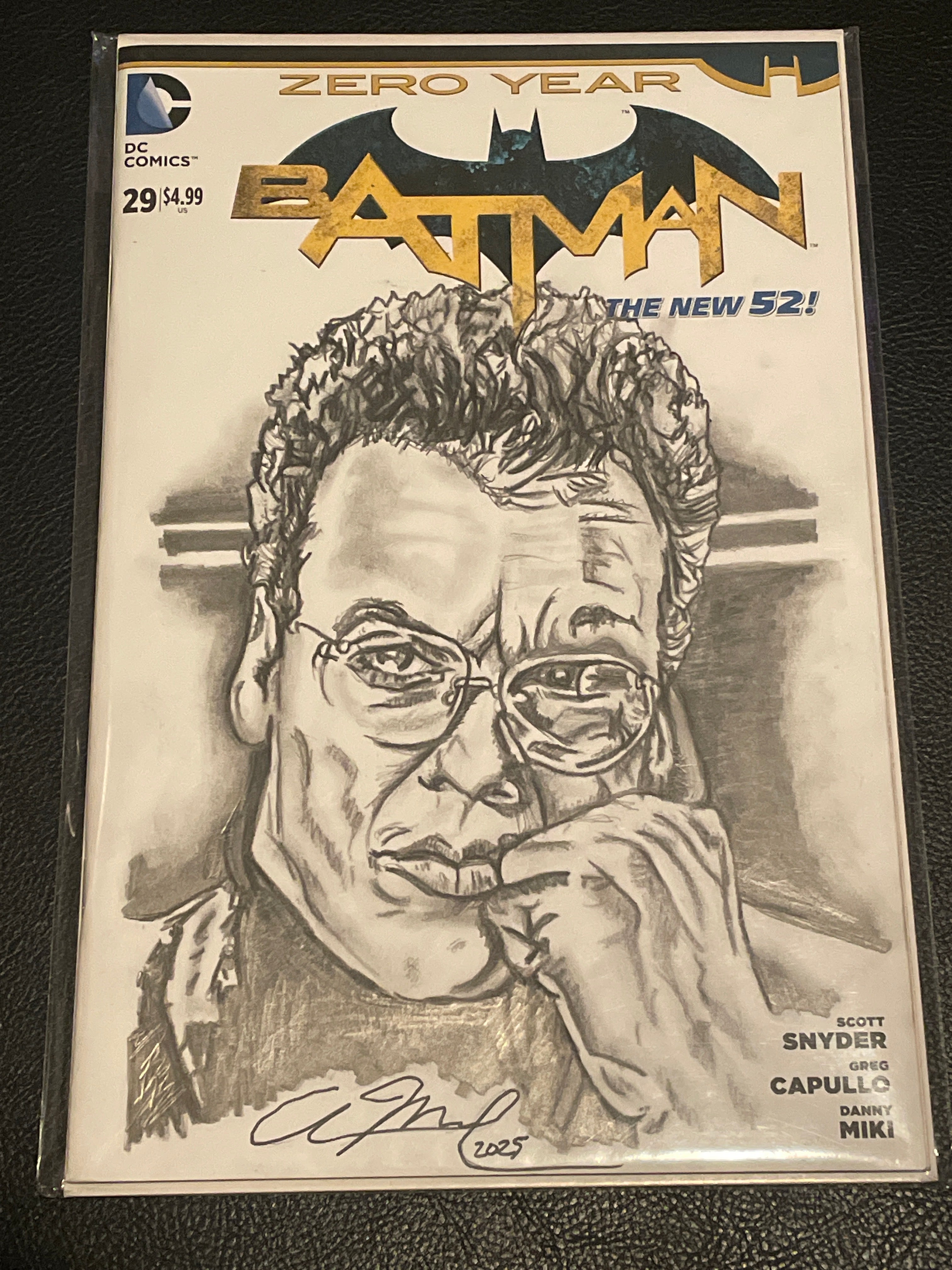 Batman/Michael Keaton/Bruce Wayne Portrait by Adam Marcus, Director of Jason Goes to Hell, Batman Movie One of a Kind Original Art on a Batman: Zero Hour #29 sketch cover!