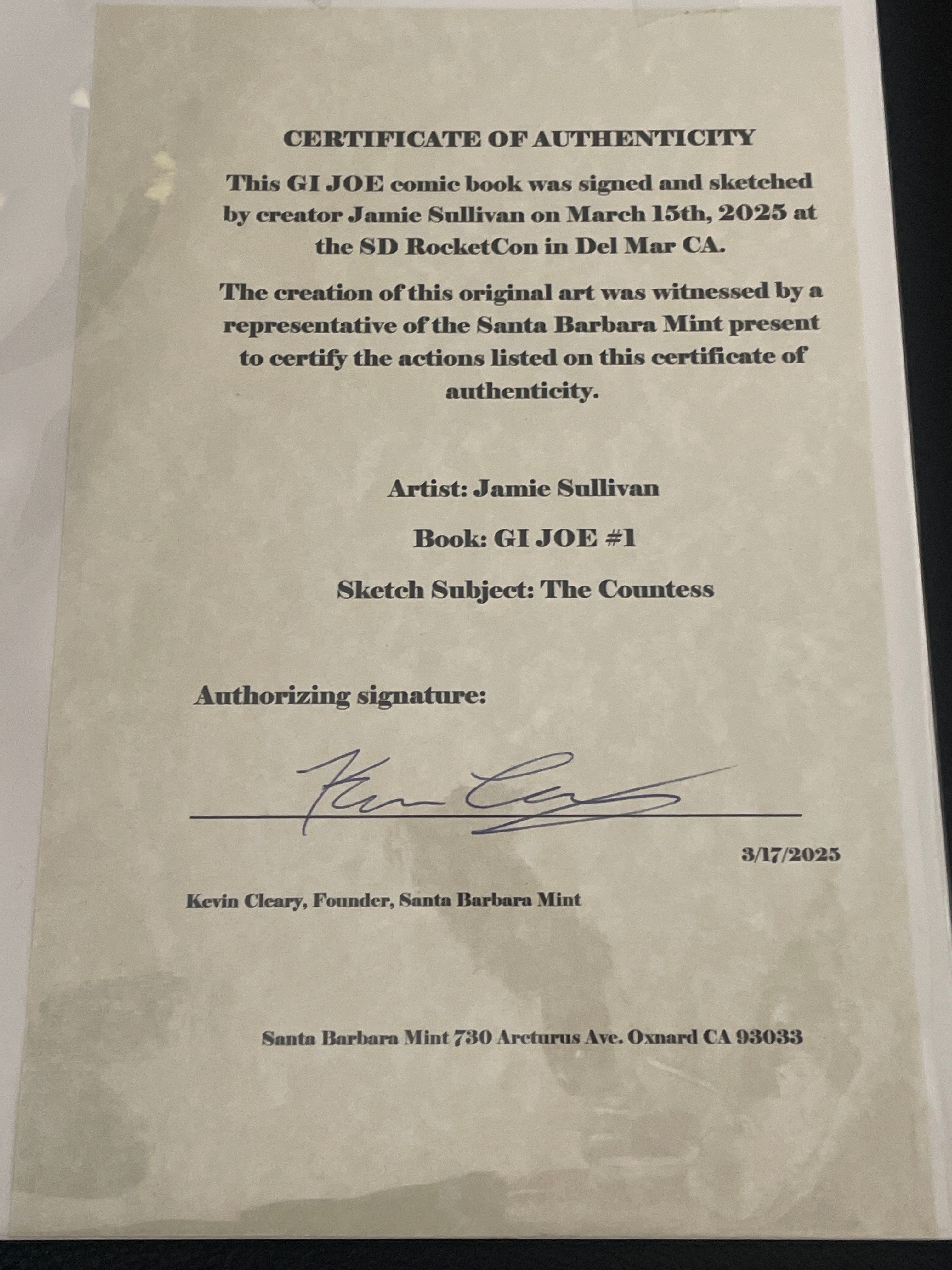 GI JOE's THE COUNTESS, as drawn by legendary GI JOE artist Jamie Sullivan, a One-of-a-Kind Piece of Original Art on a GI JOE #1 sketch cover!s