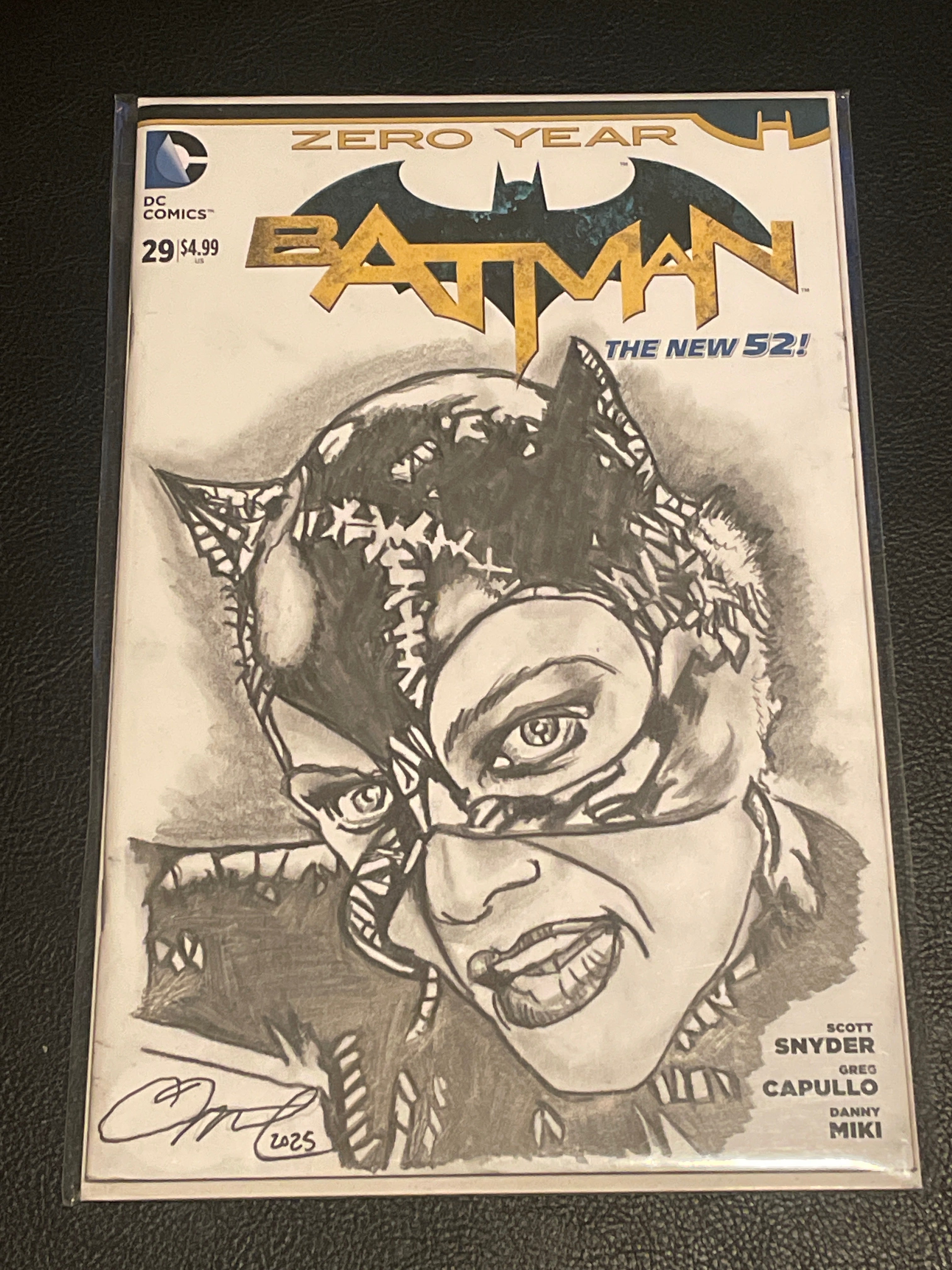 Catwoman/Michelle Pfeiffer Portrait by Adam Marcus, Director of Jason Goes to Hell, Batman Movie One of a Kind Original Art on a Batman: Zero Hour #29 sketch cover!