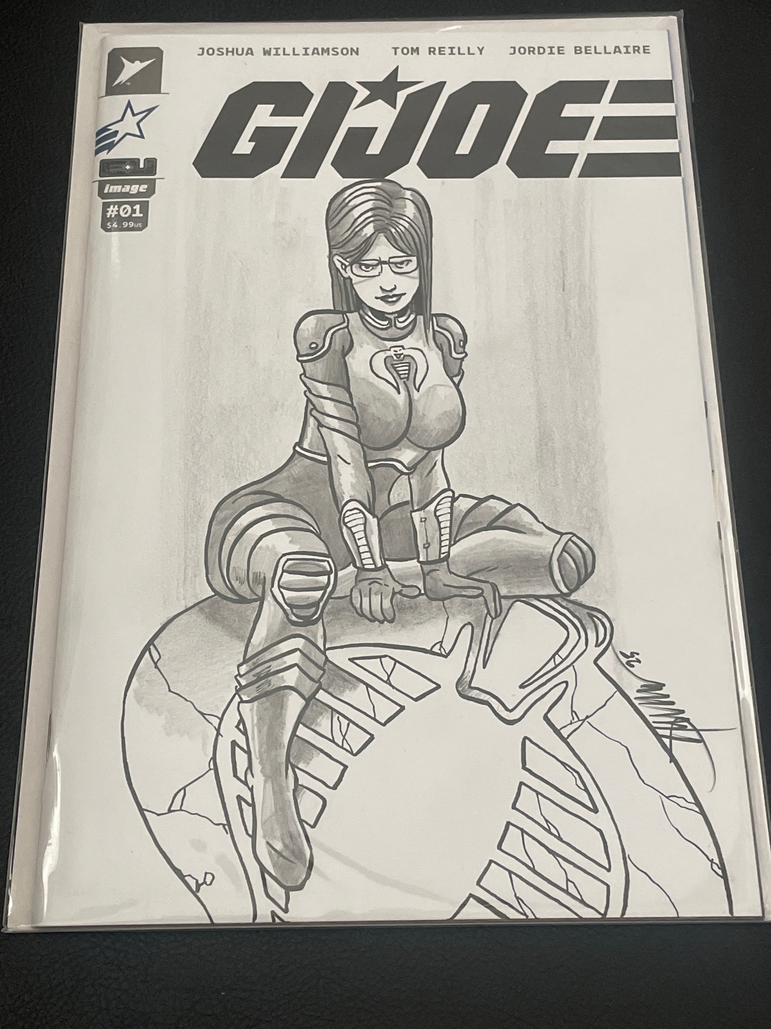 GI JOE's THE COUNTESS, as drawn by legendary GI JOE artist Jamie Sullivan, a One-of-a-Kind Piece of Original Art on a GI JOE #1 sketch cover!s