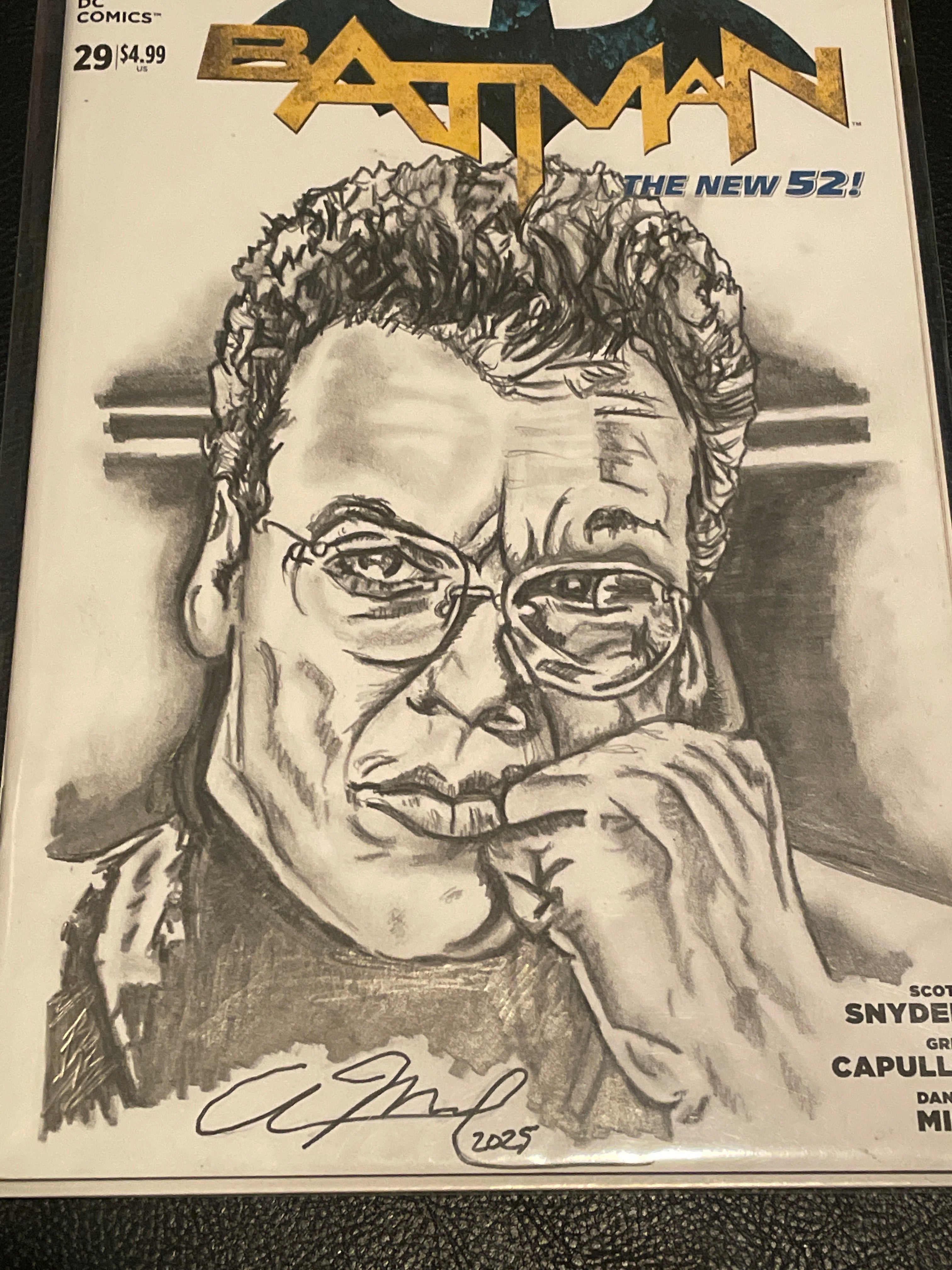 Batman/Michael Keaton/Bruce Wayne Portrait by Adam Marcus, Director of Jason Goes to Hell, Batman Movie One of a Kind Original Art on a Batman: Zero Hour #29 sketch cover!
