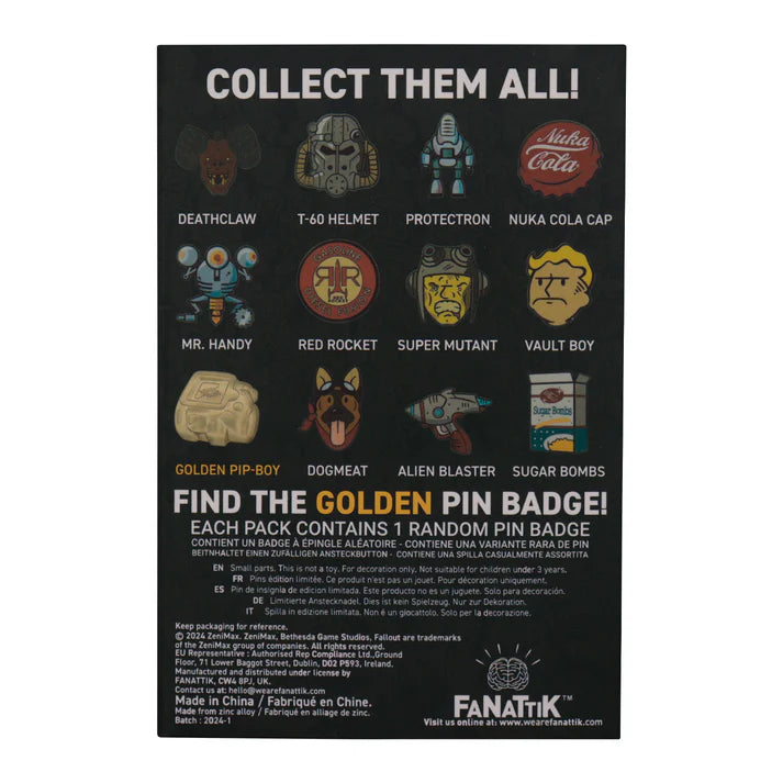 Fallout Mystery Pin Badge CDU Containing 12 Blind Boxes - Series 1
