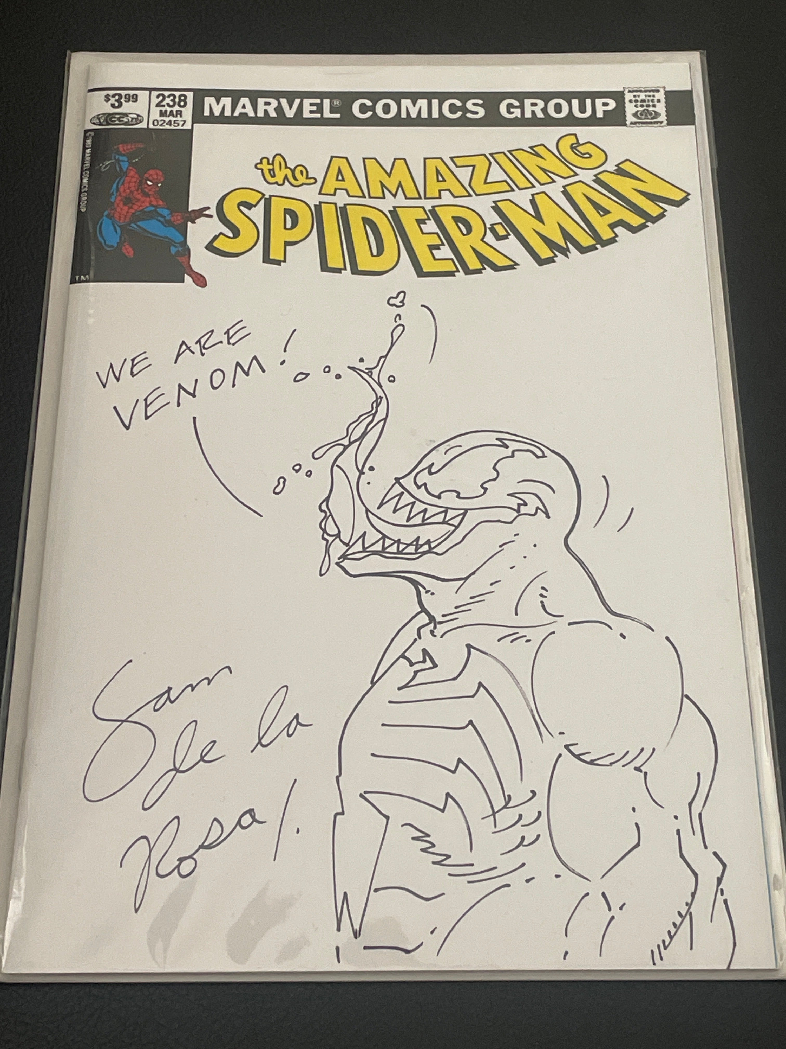 AMAZING SPIDER-MAN #238 variant cover comic book Signed & Sketched by Venom artist Sam de la Rosa