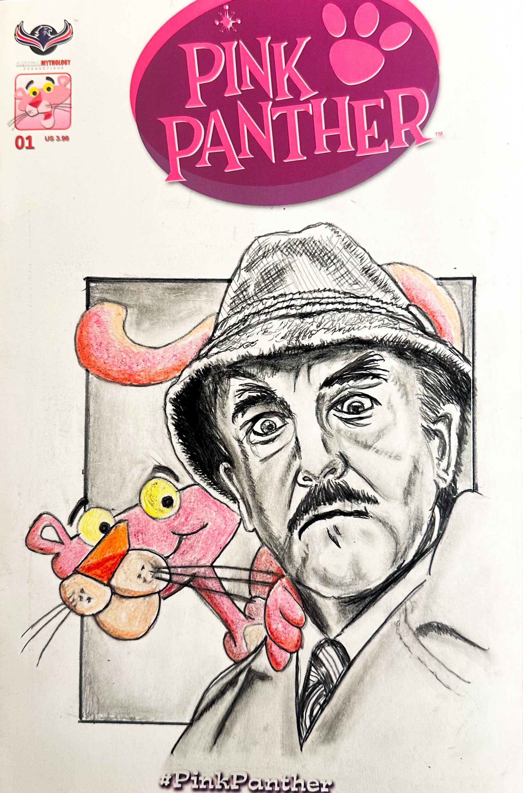 Peter Sellers/Inspector Clouseau Pink Panther Movie One of a Kind Original Art on a Pink Panther #1 sketch cover By Hollywood Director Adam Marcus