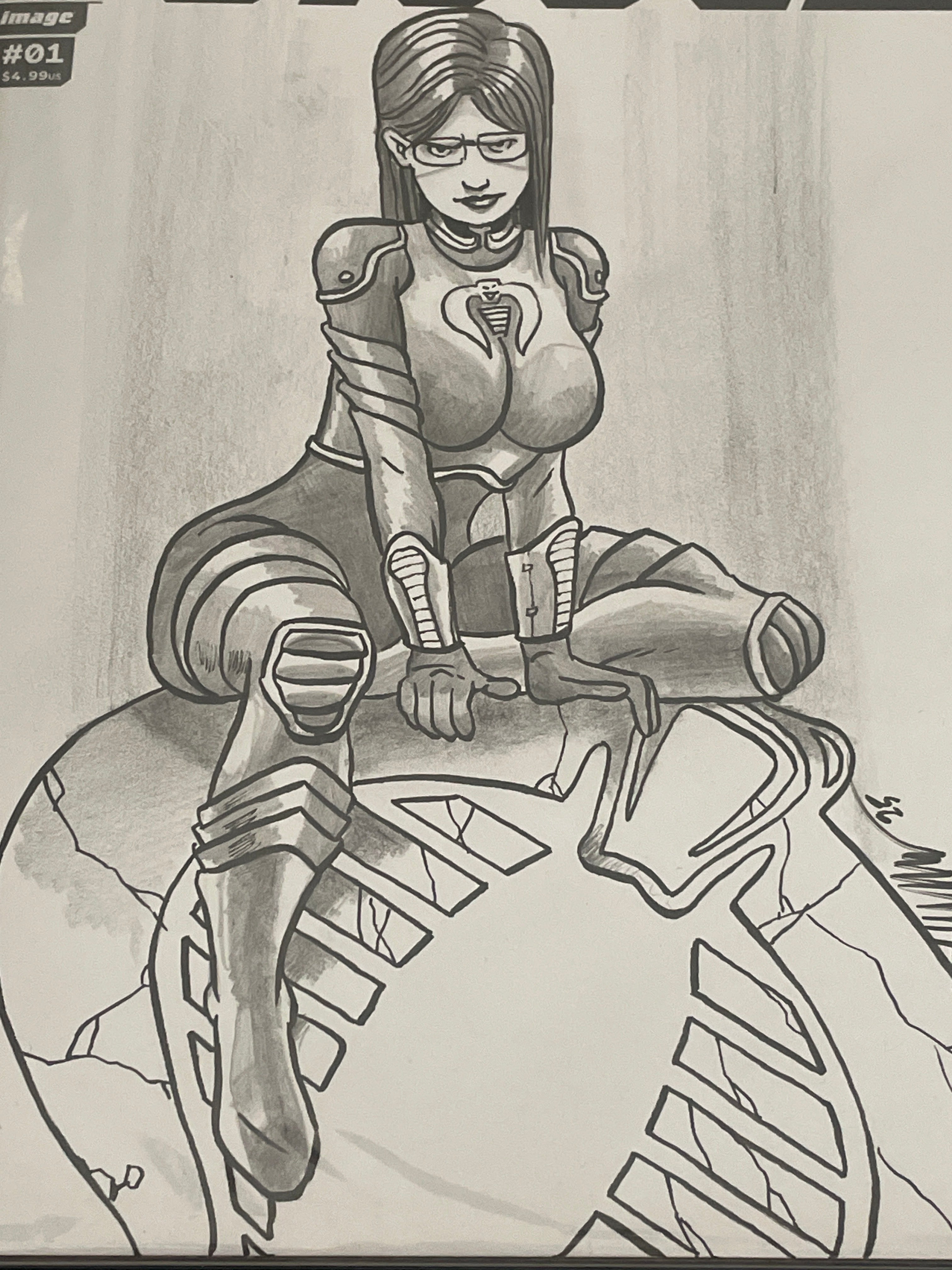 GI JOE's THE COUNTESS, as drawn by legendary GI JOE artist Jamie Sullivan, a One-of-a-Kind Piece of Original Art on a GI JOE #1 sketch cover!s