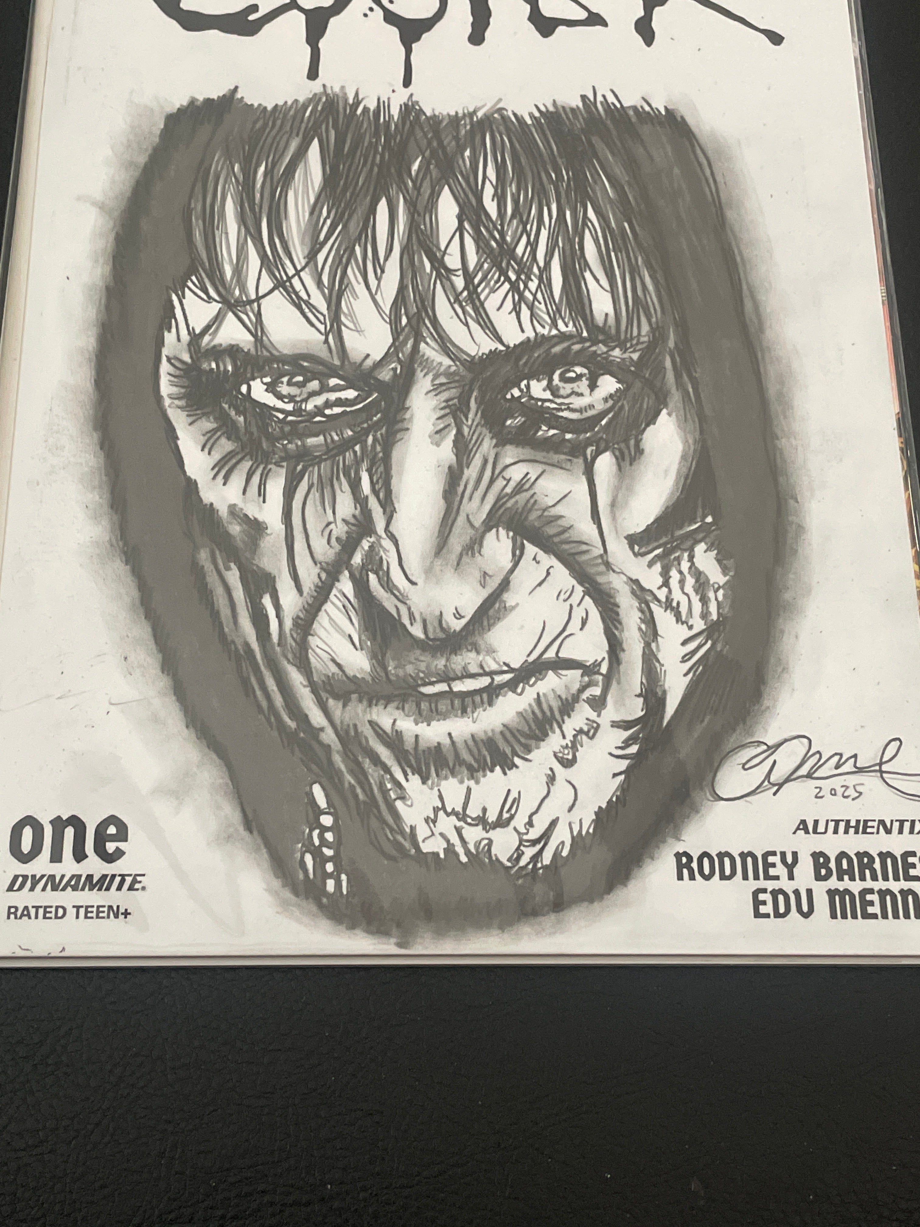 Alice Cooper, by Adam Marcus, Director of Jason Goes to Hell, a One-of-a-Kind of piece of Original Art on an ALICE COOPER #1 sketch cover!