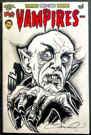 Nosferatu, the Original Vampire, as drawn by Adam Marcus, Director of Jason Goes to Hell, a One-of-a-Kind Piece of Original Art on a VAMPIRES #1 sketch cover