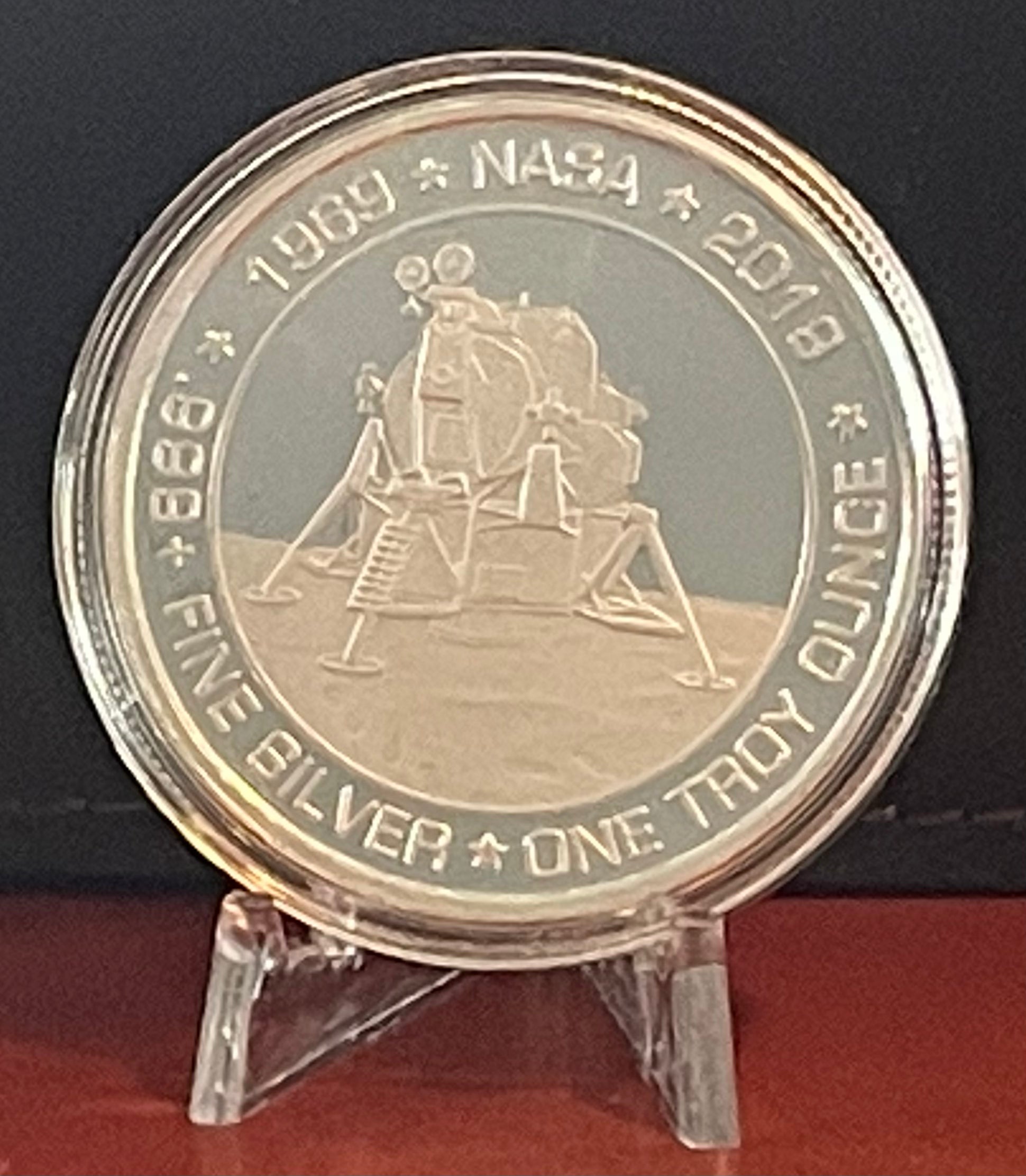 APOLLO 11 Moon Landing 50th Anniversary One Troy Ounce .999 Fine Silver Coin w/ free acrylic capsule