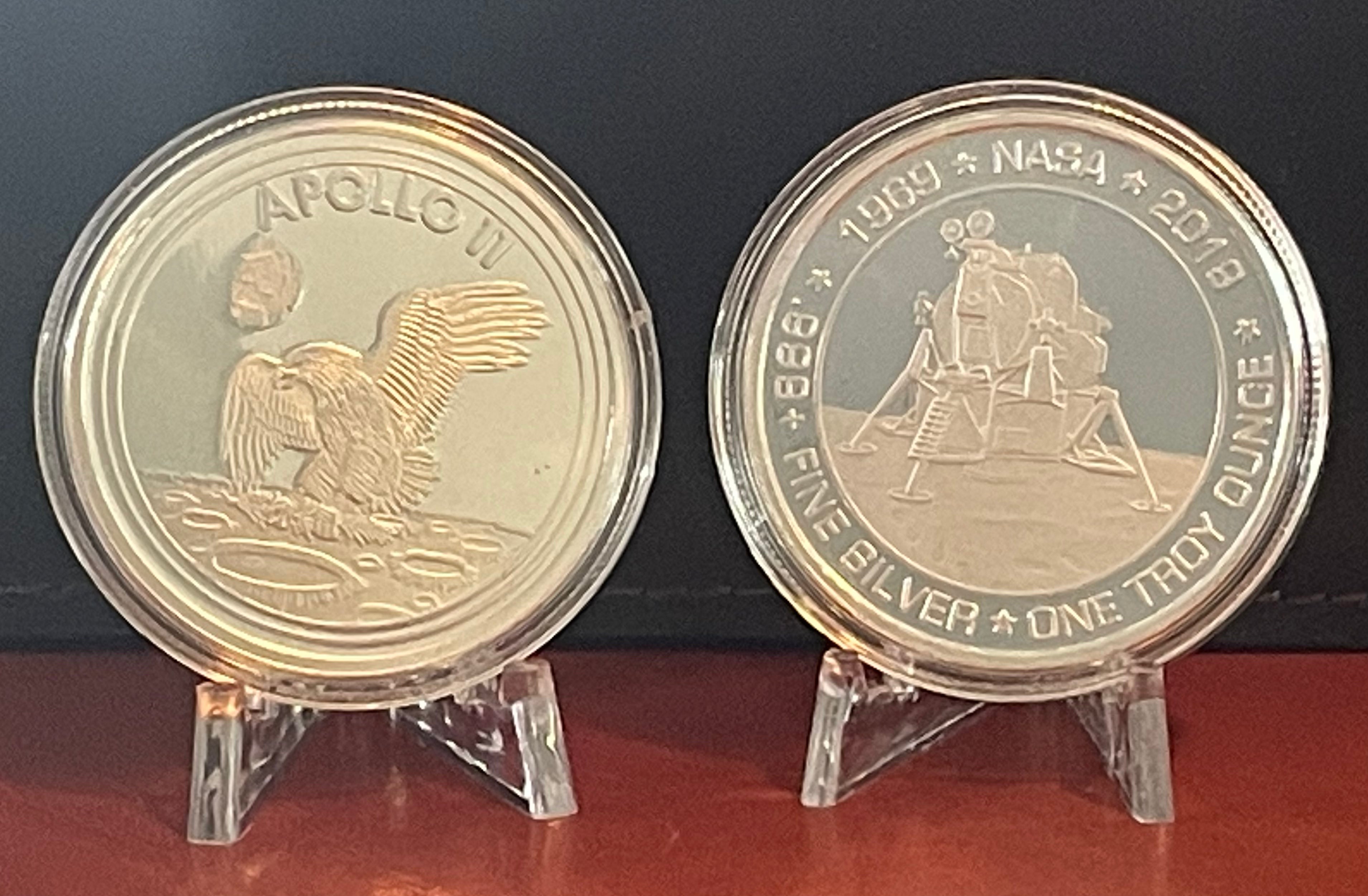 APOLLO 11 Moon Landing 50th Anniversary One Troy Ounce .999 Fine Silver Coin w/ free acrylic capsule