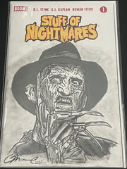 Freddy Krueger as drawn by Adam Marcus, Director of Jason Goes to Hell, a One of a Kind Piece of Original Art on a Stuff of Nightmares #1 sketch cover!