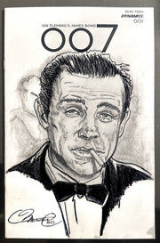 Sean Connery, the Original James Bond, as drawn by Adam Marcus, Director of Jason Goes to Hell, a One of a Kind Piece of Original Art on a JAMES BOND 007 #1 sketch cover