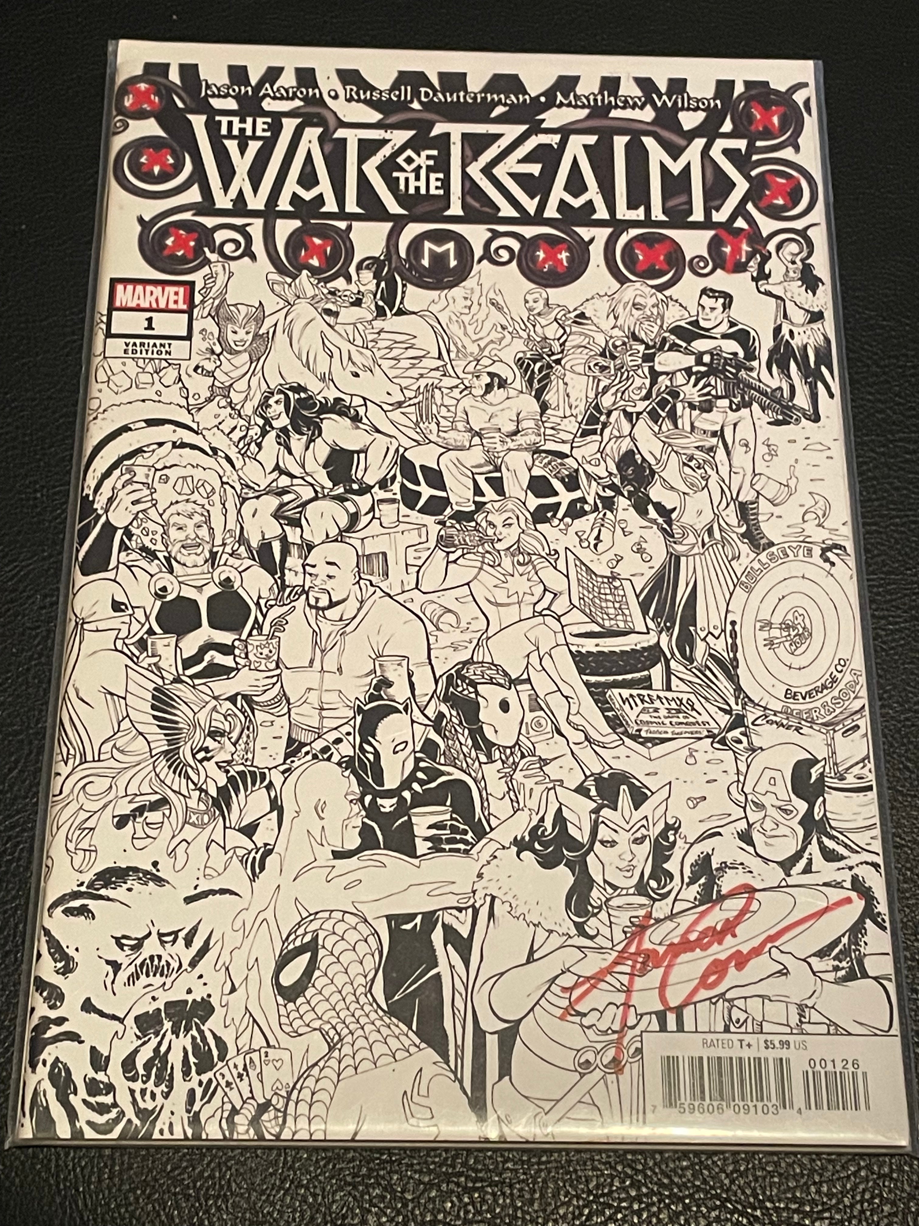 WAR OF THE REALMS #1, with a 1 per store allocation rare variant cover, signed by cover artist Amanda Conner