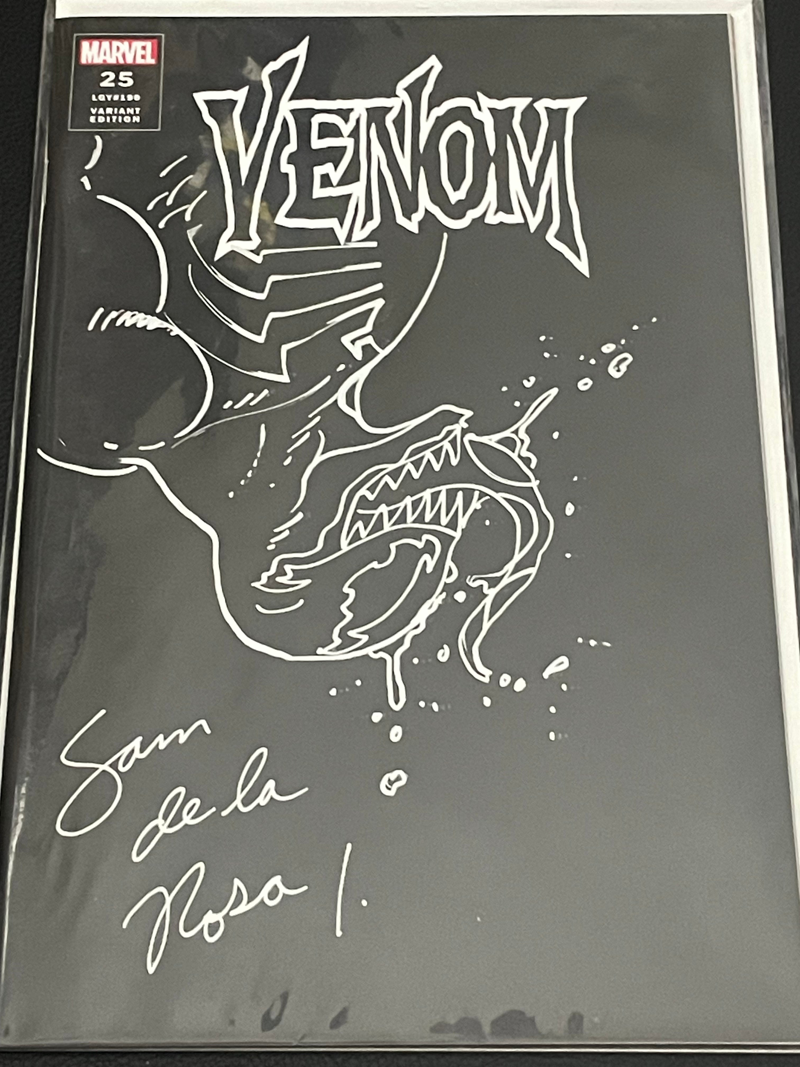 VENOM #25 variant cover comic book Signed & Sketched by Venom artist Sam de la Rosa