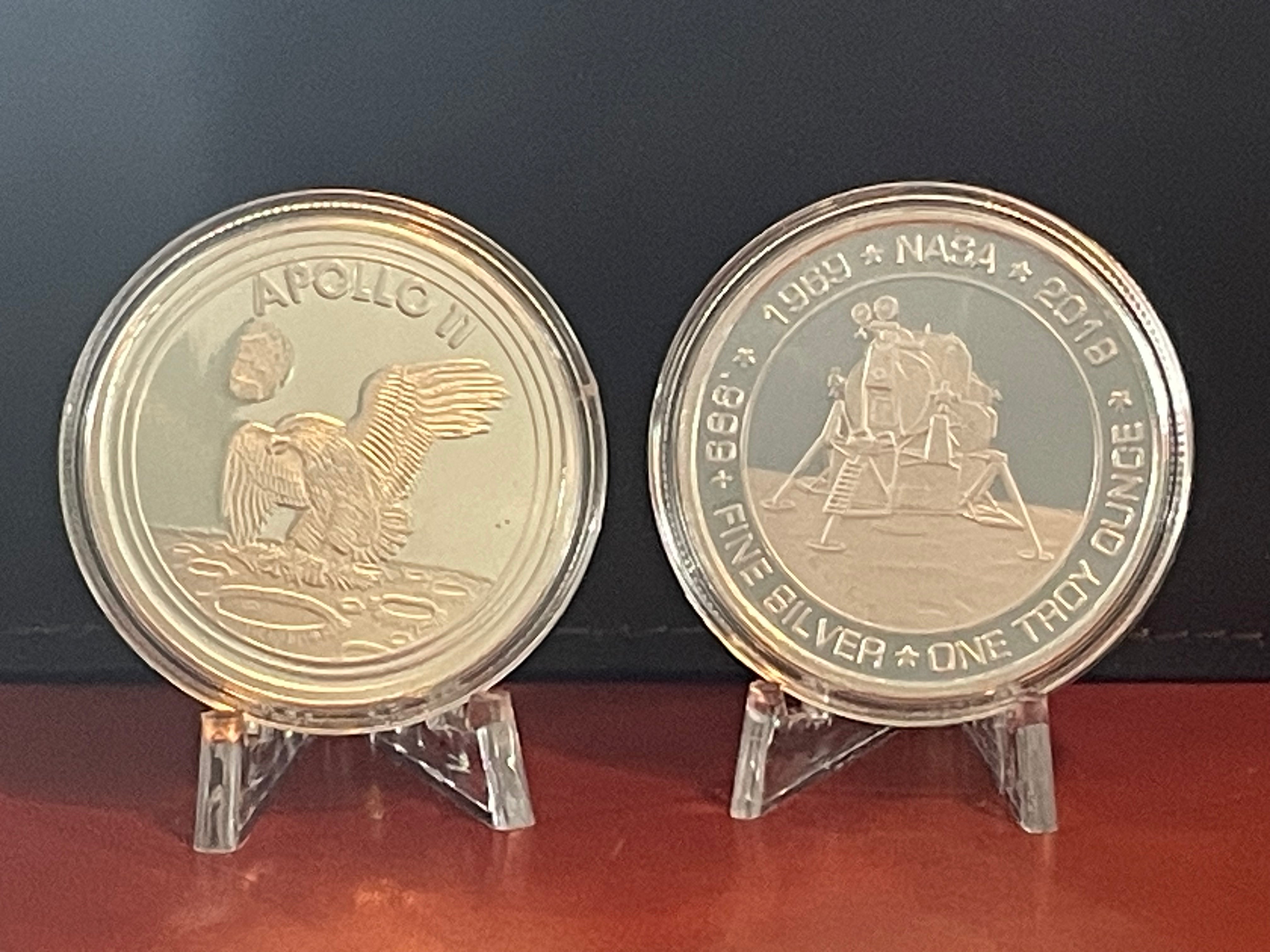 APOLLO 11 Moon Landing 50th Anniversary One Troy Ounce .999 Fine Silver Coin w/ free acrylic capsule