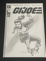 GI JOE's SCARLETT, as drawn by legendary GI JOE artist Jamie Sullivan, a One-of-a-Kind Piece of Original Art on a GI JOE #1 sketch cover