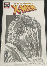Hugh Jackman/Wolverine, as drawn by Adam Marcus, Director of Jason Goes to Hell, a One-of-a-Kind Piece of Original Art on an UNCANNY X-MEN #11 sketch cover