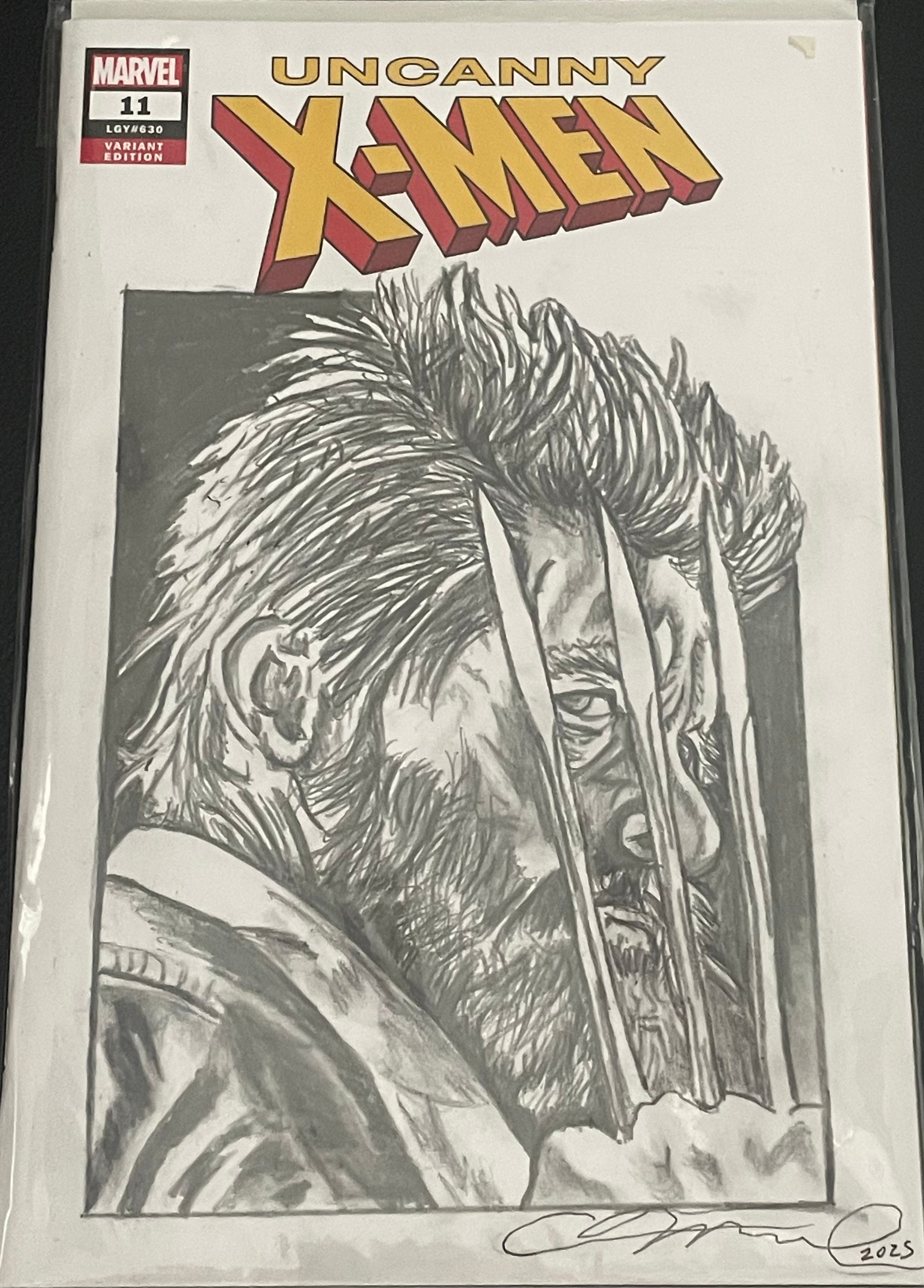 Hugh Jackman/Wolverine, as drawn by Adam Marcus, Director of Jason Goes to Hell, a One-of-a-Kind Piece of Original Art on an UNCANNY X-MEN #11 sketch cover