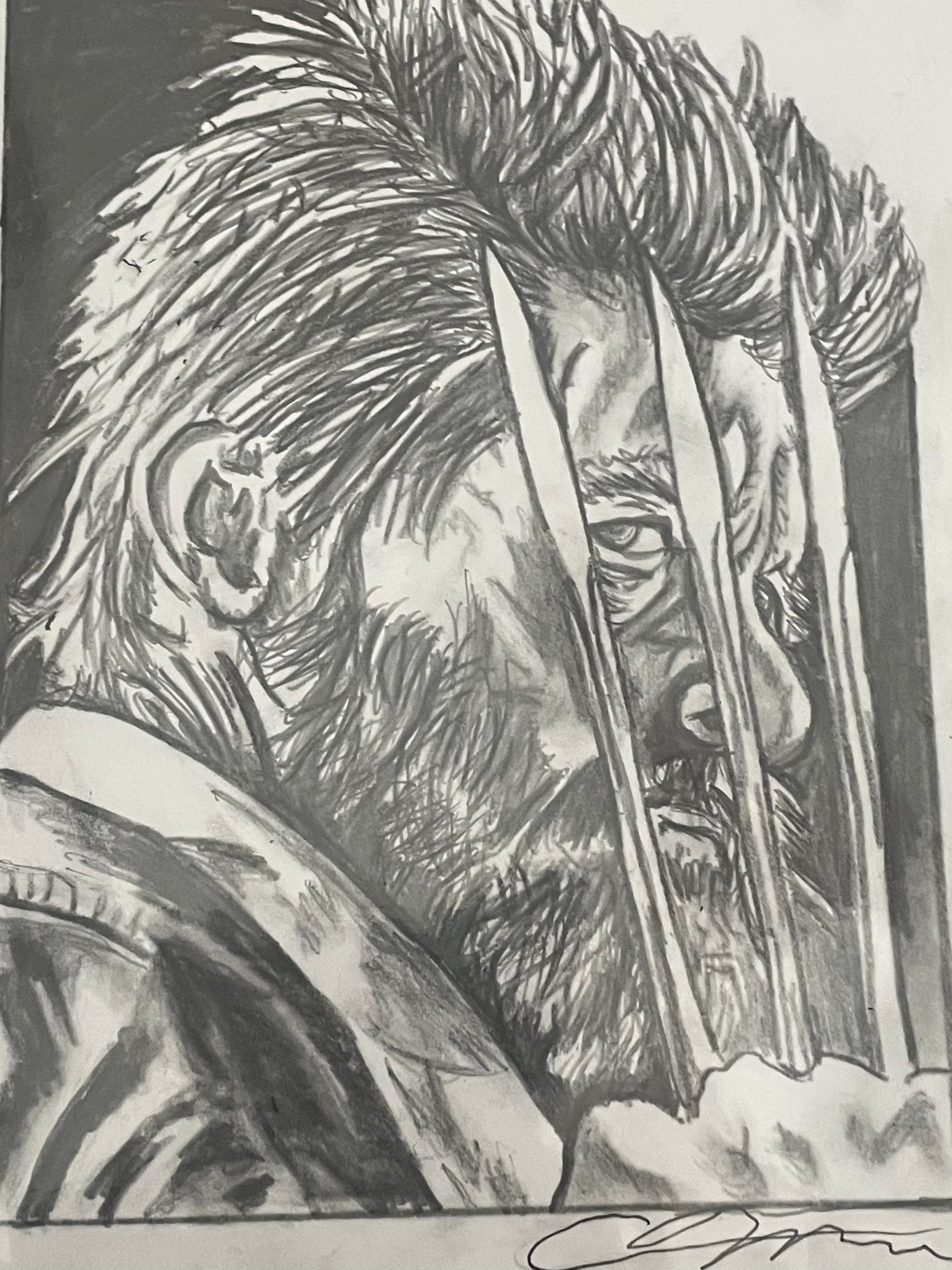 Hugh Jackman/Wolverine, as drawn by Adam Marcus, Director of Jason Goes to Hell, a One-of-a-Kind Piece of Original Art on an UNCANNY X-MEN #11 sketch cover