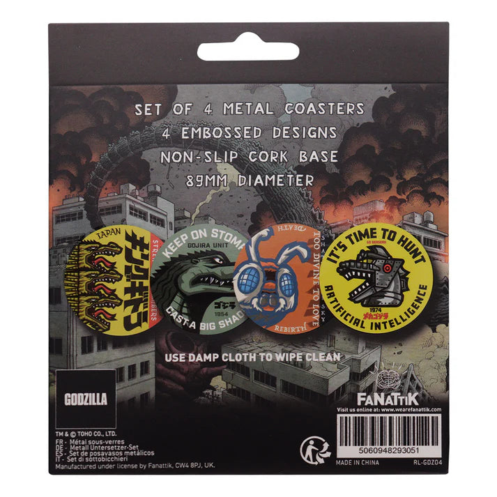 Godzilla Set of 4 Printed Metal Coasters