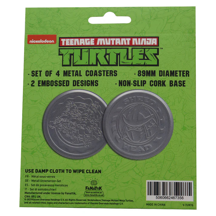 Teenage Mutant Ninja Turtles Set of 4 Embossed Metal Coasters