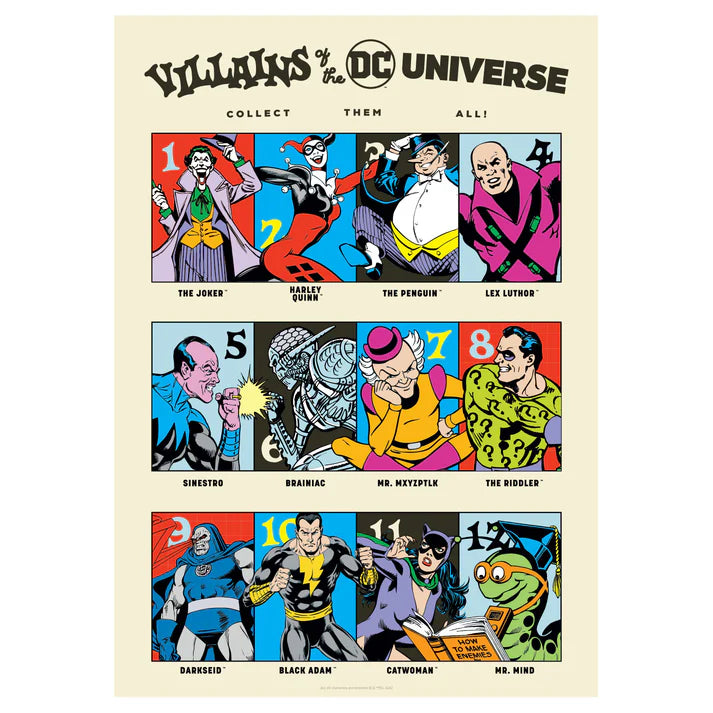 DC Comics 90th Anniversary Villains A3 Limited Edition Individually Numbered Art Print