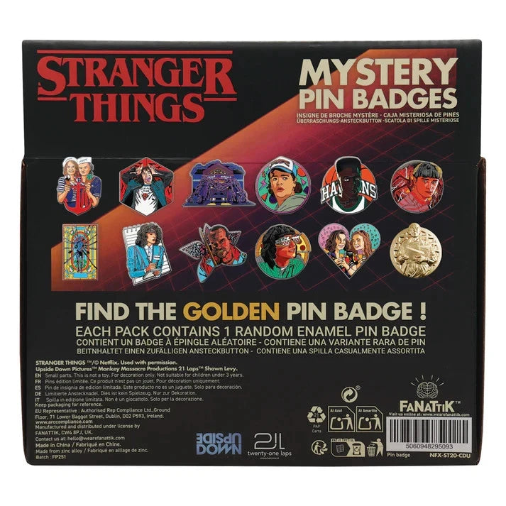 Stranger Things Mystery Pin Badges CDU Containing 12 Blind Boxes