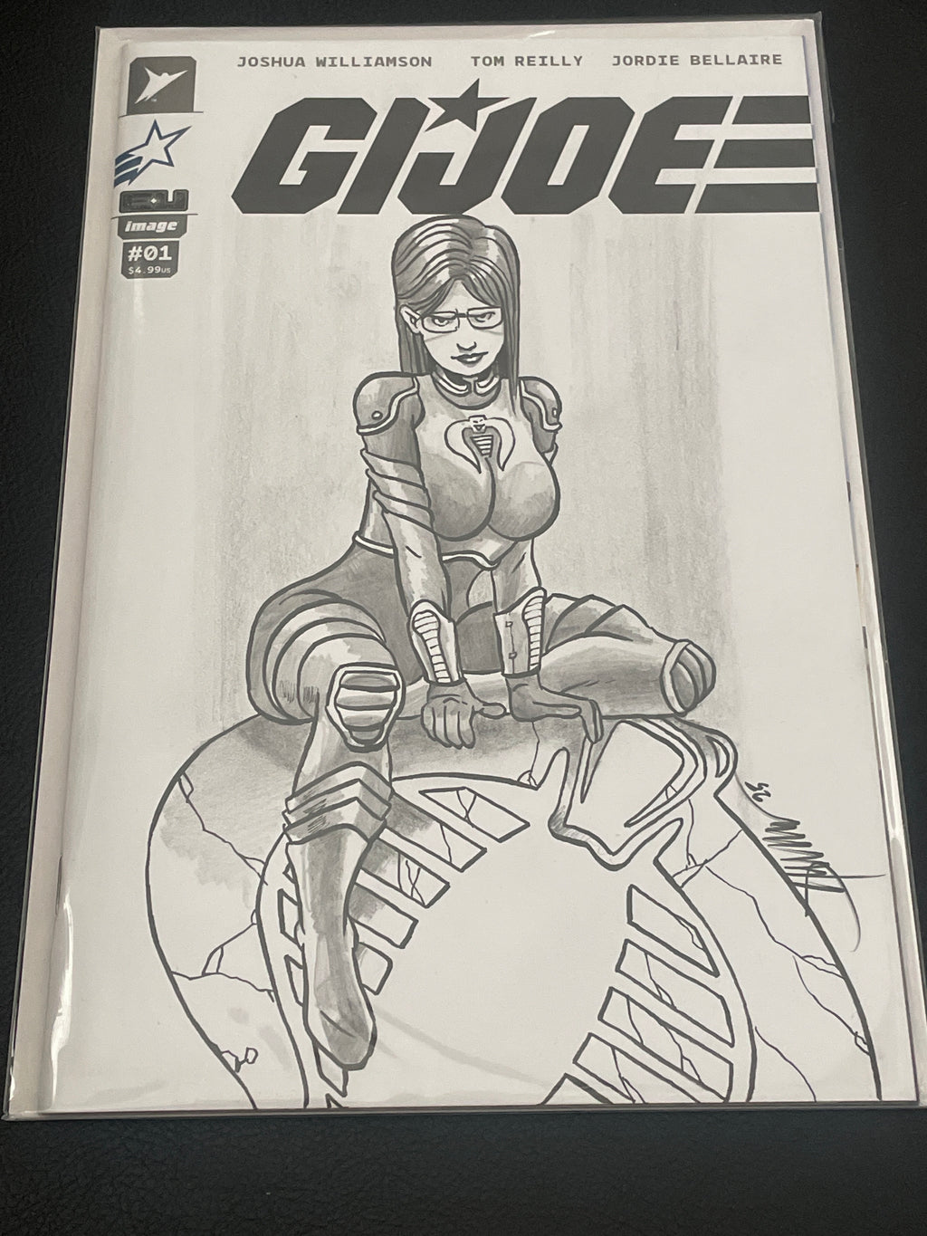GI JOE's THE COUNTESS, as drawn by legendary GI JOE artist Jamie Sullivan, a One-of-a-Kind Piece of Original Art on a GI JOE #1 sketch cover!s