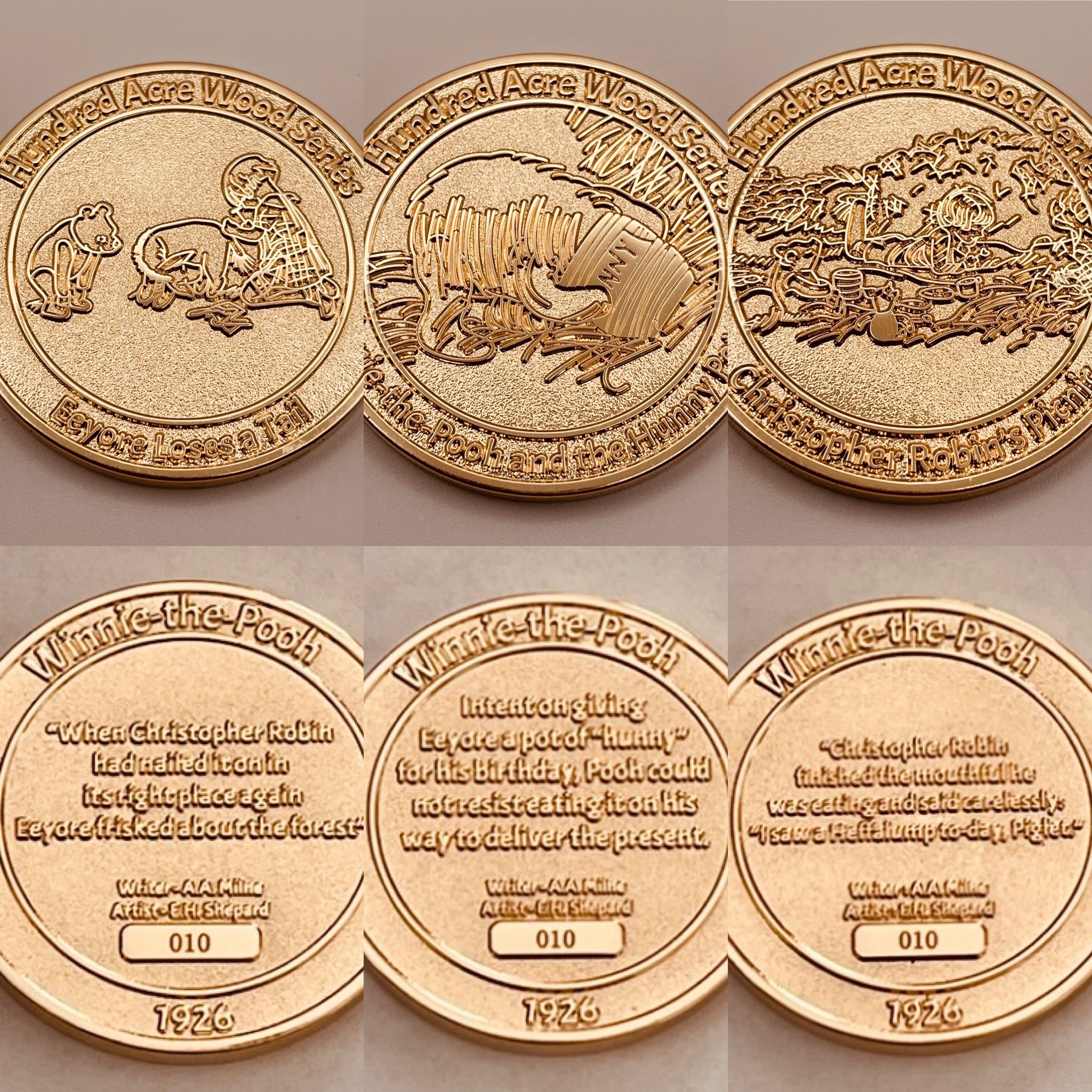 Hundred Acre Wood Limited Edition 3 Coin Set Individually Numbered Featuring Winnie-The-Pooh