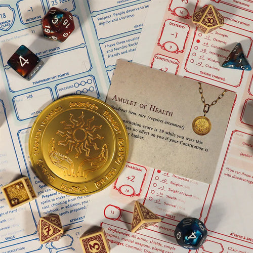 2. Dungeons & Dragons 24k Gold Plated Amulet of Health Medallion