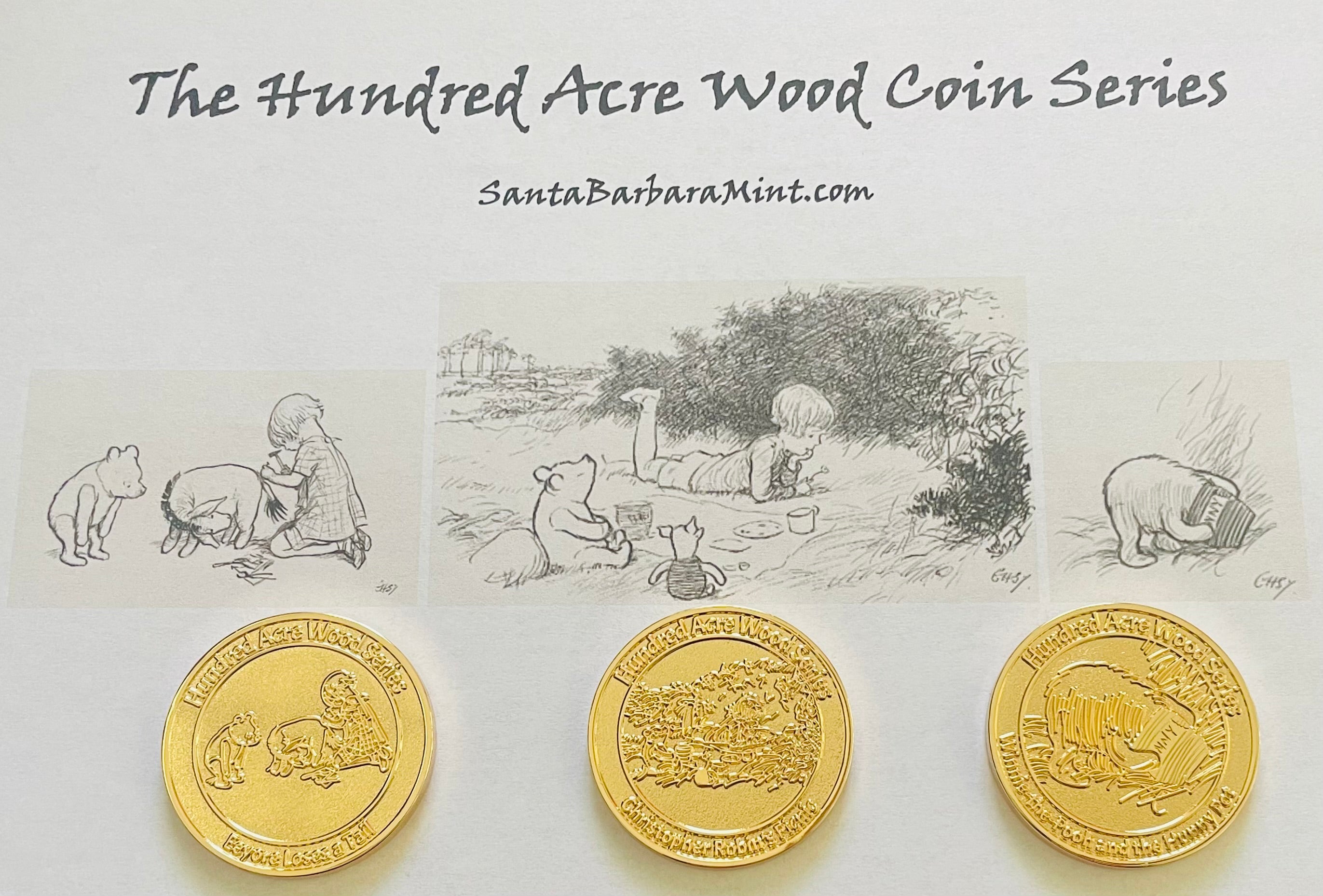 Hundred Acre Wood Limited Edition 3 Coin Set Individually Numbered Featuring Winnie-The-Pooh