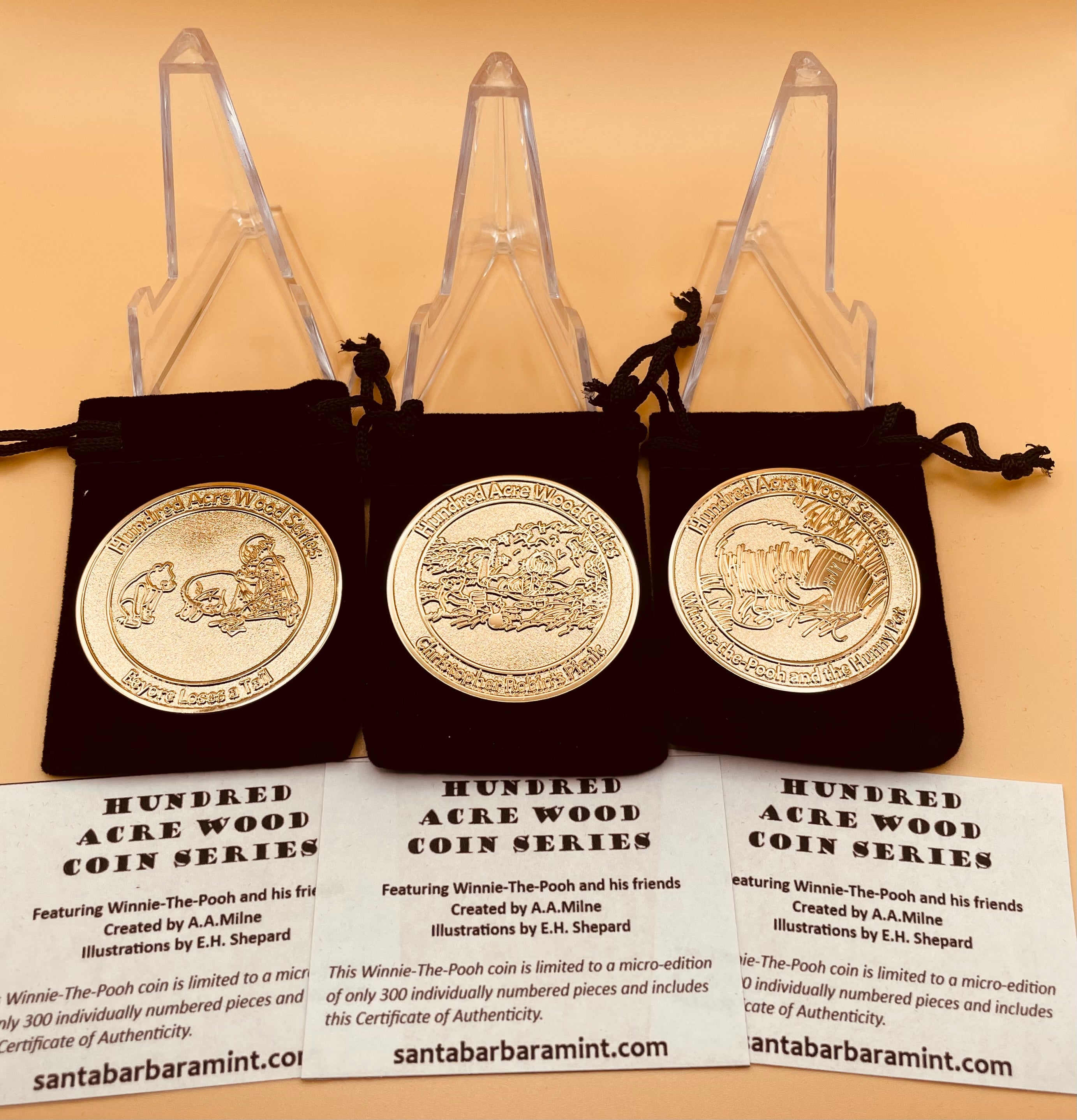Hundred Acre Wood Limited Edition 3 Coin Set Individually Numbered Featuring Winnie-The-Pooh
