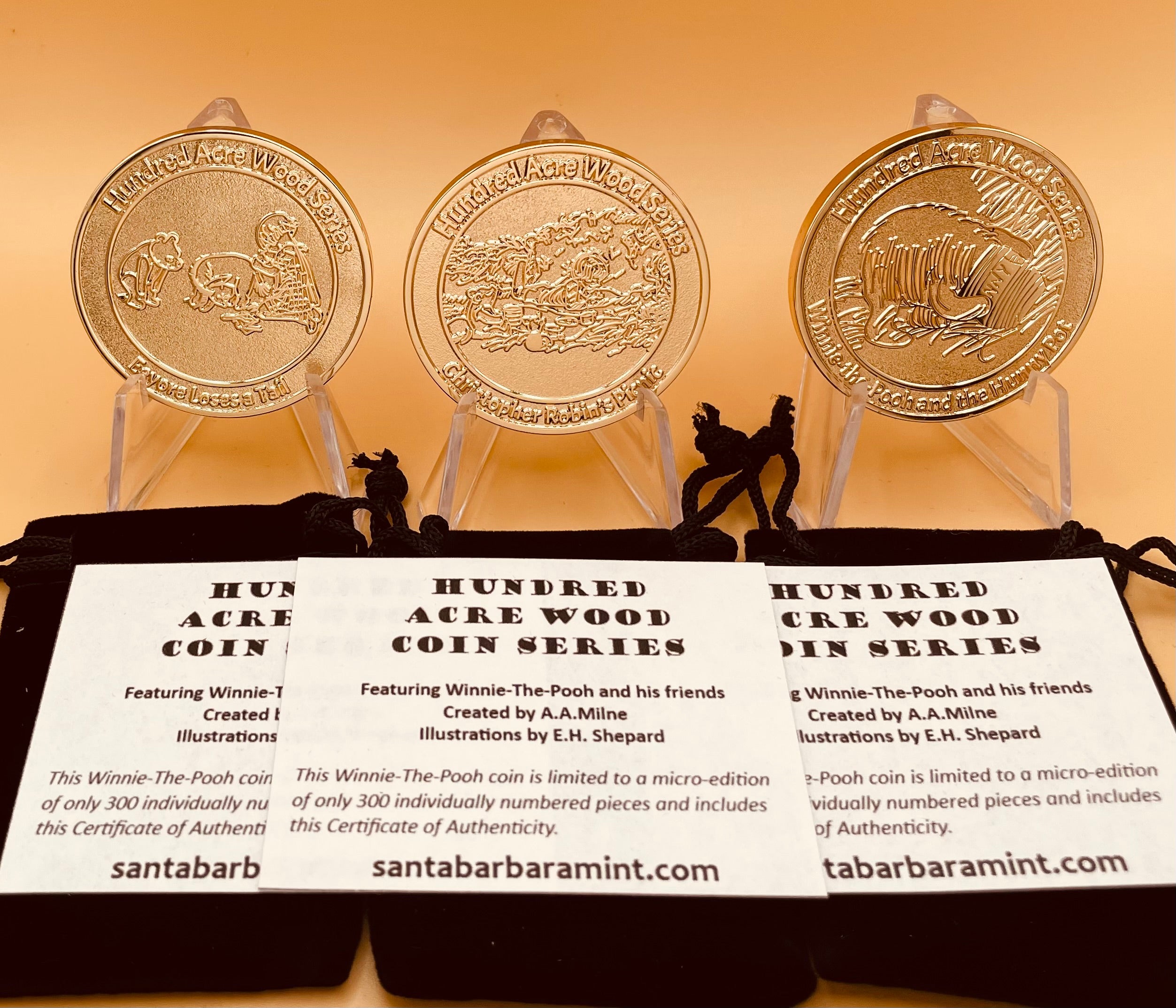 Hundred Acre Wood Limited Edition 3 Coin Set Individually Numbered Featuring Winnie-The-Pooh