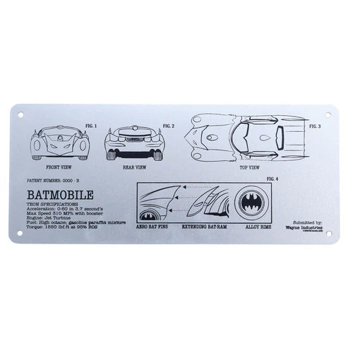DC Batman Batmobile Schematic Fan-Plate