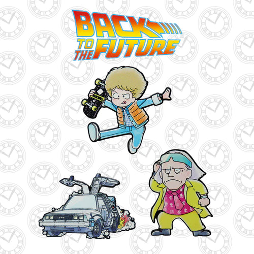 3. Back to the Future Limited Edition Japanese Style Triple Pin Badge Set
