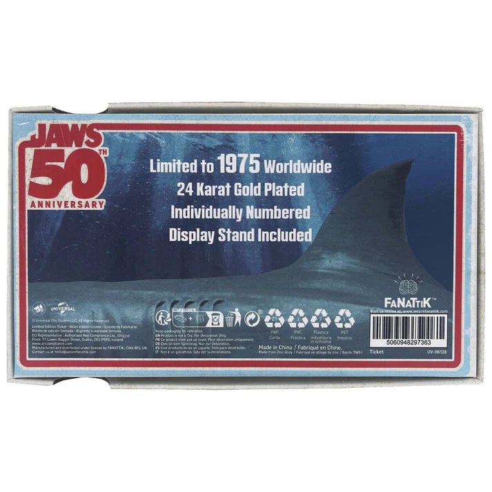Jaws 50th Anniversary 24k Gold Plated Regatta Ticket